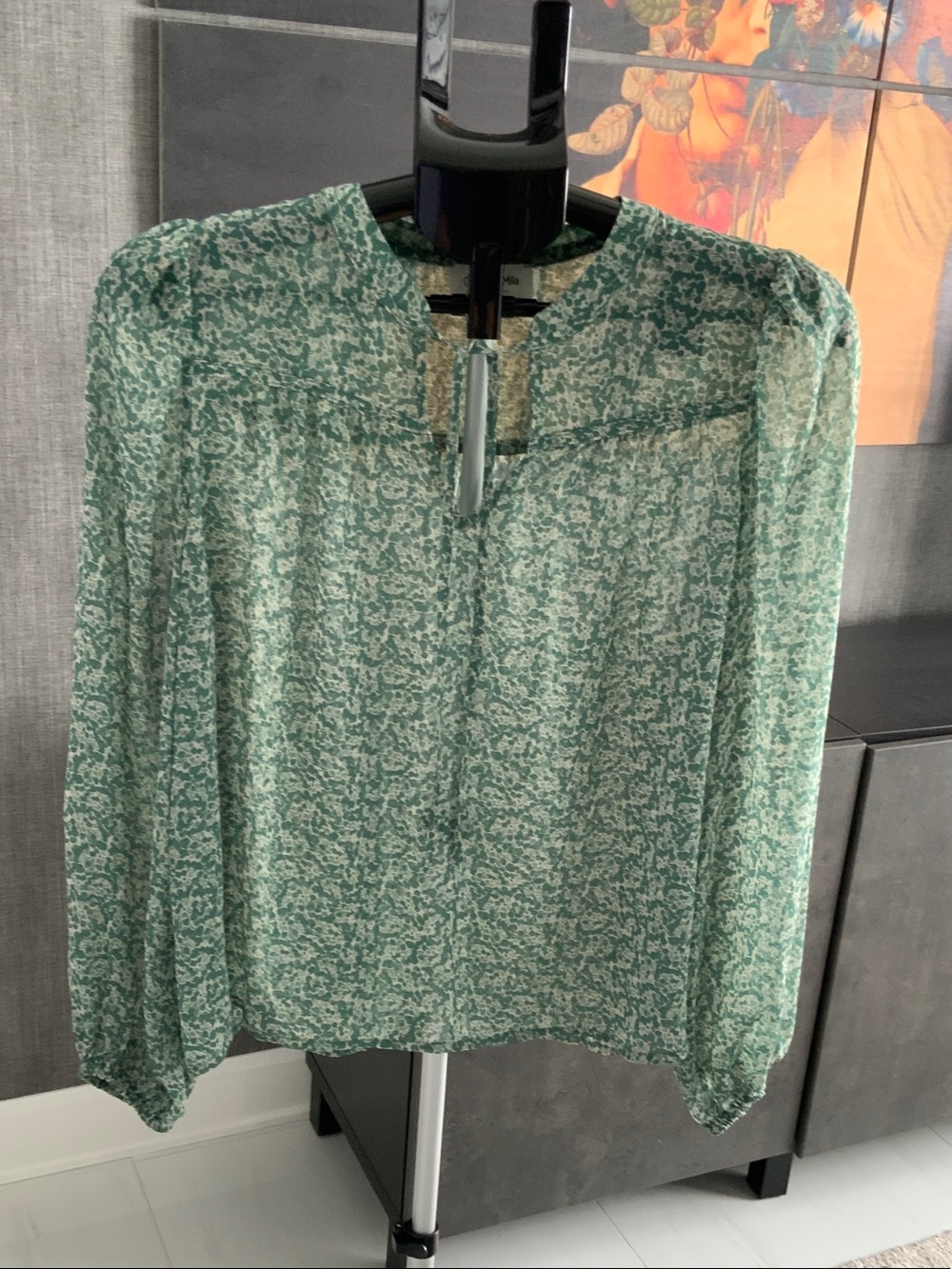 Grace & Mia Green Floral Peasant Blouse S